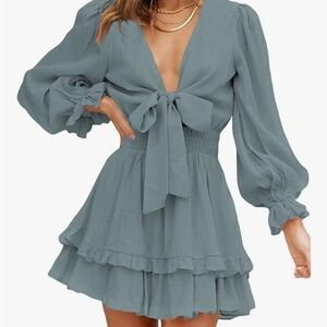 Blue long sleeved dress